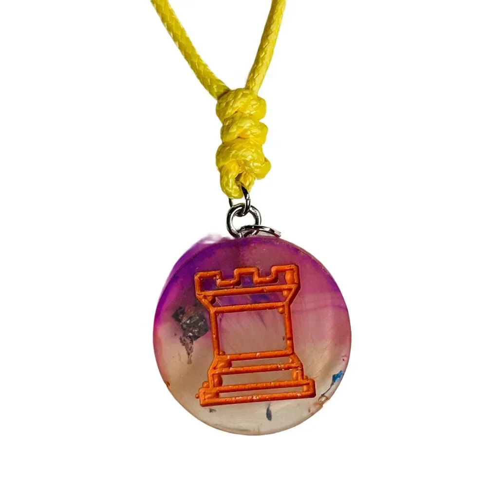 Translucent Rook - Handmade Resin Chess Necklace - Picture 1 of 5